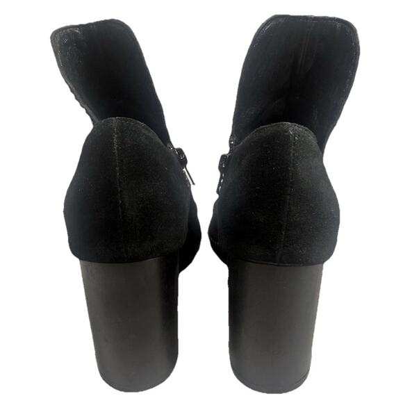 Colleen Cordero Black Suede Booties Studded Peep Toe Heels Women's Size 7.5 EUC - Picture 4 of 11
